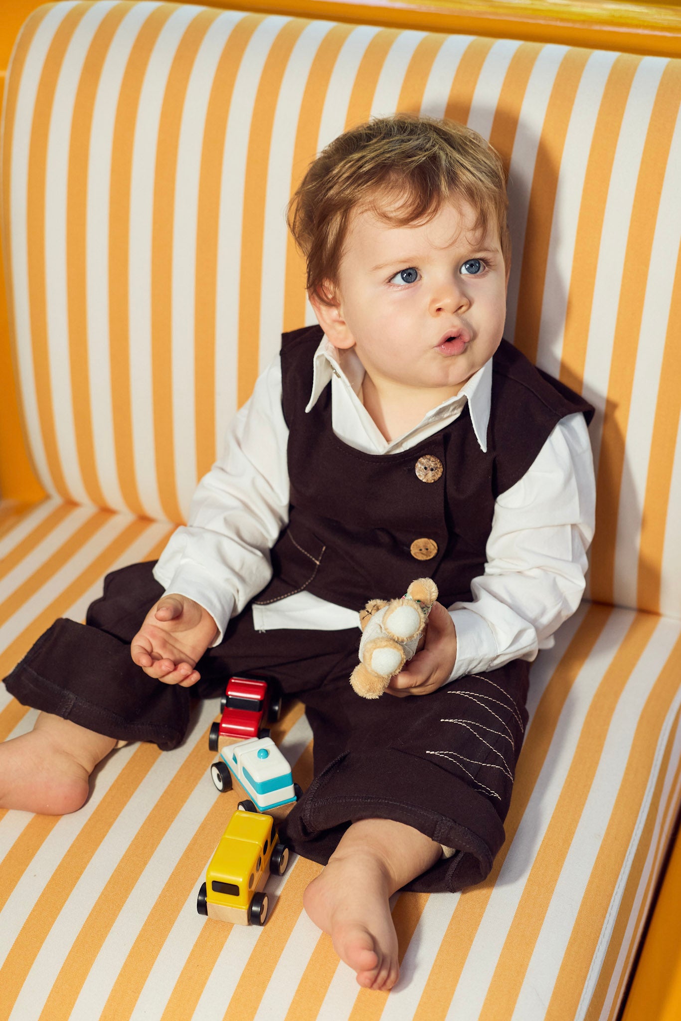 Brown Cotton Pants Set