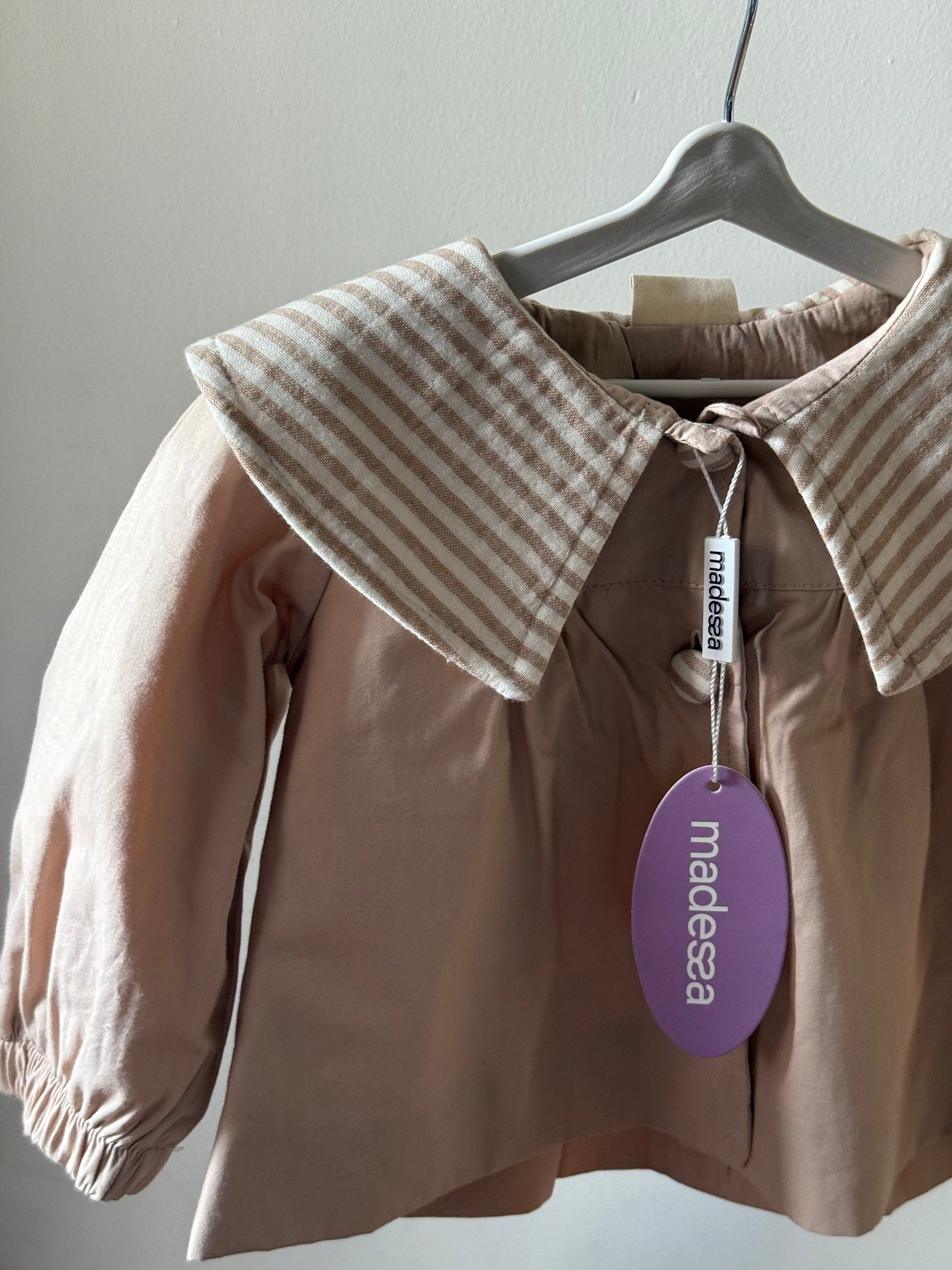 Striped Collar Cotton Blouse