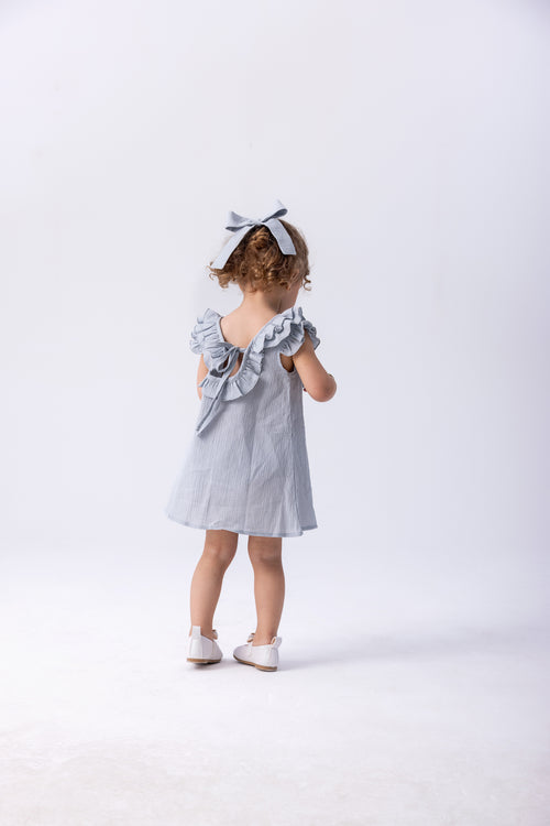 Frill & Float Muslin Dress – Sky Blue