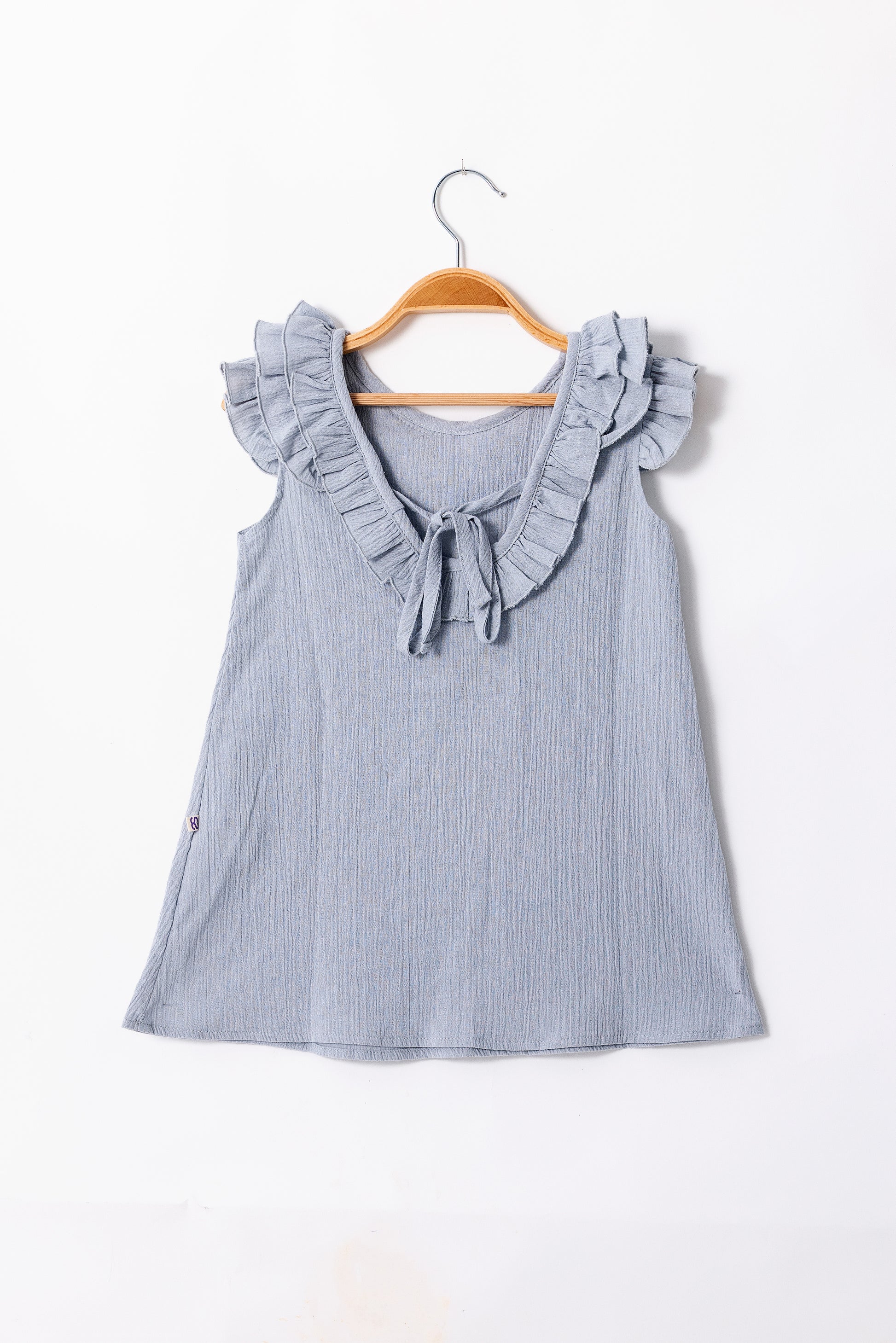 Frill & Float Muslin Dress – Sky Blue