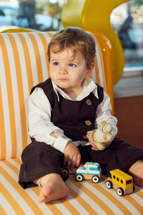 Brown Cotton Pants Set