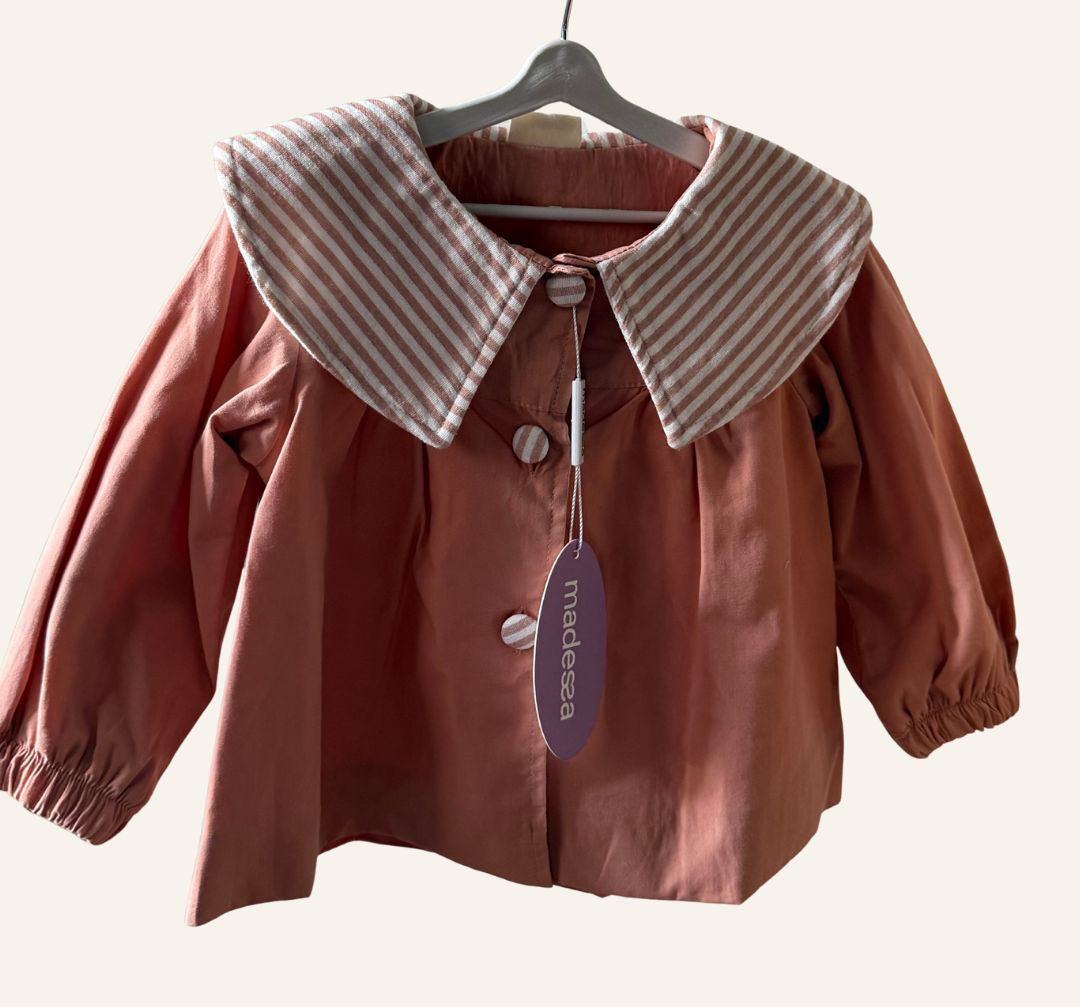 Striped Collar Cotton Blouse