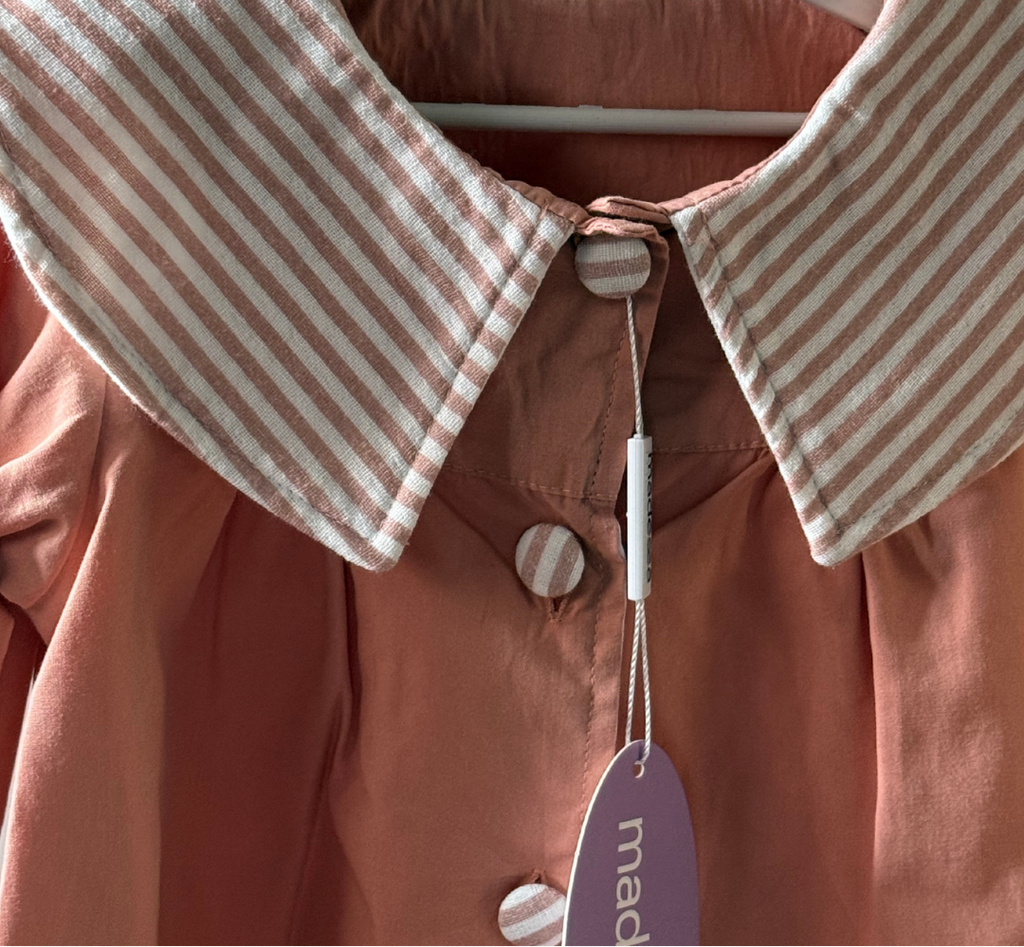 Striped Collar Cotton Blouse