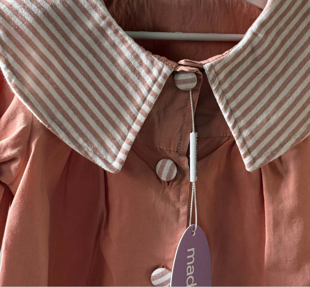 Striped Collar Cotton Blouse