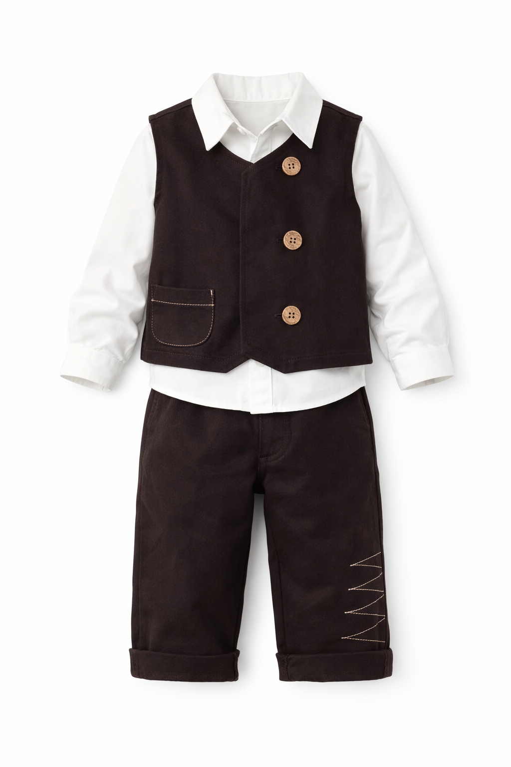 Brown Cotton Pants Set