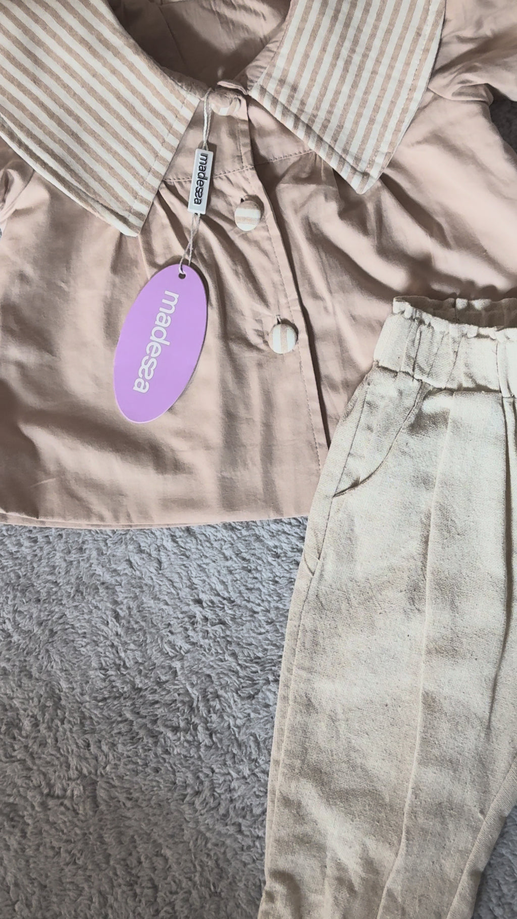 Striped Collar Cotton Blouse